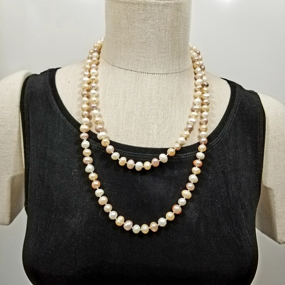 48 Inch Long 8-10mm Freshwater Pearl Rope Necklace - Picture 5 of 6